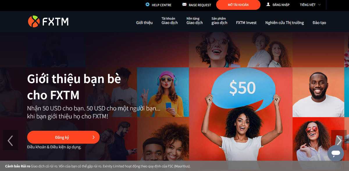Giao diện website sàn FXTM