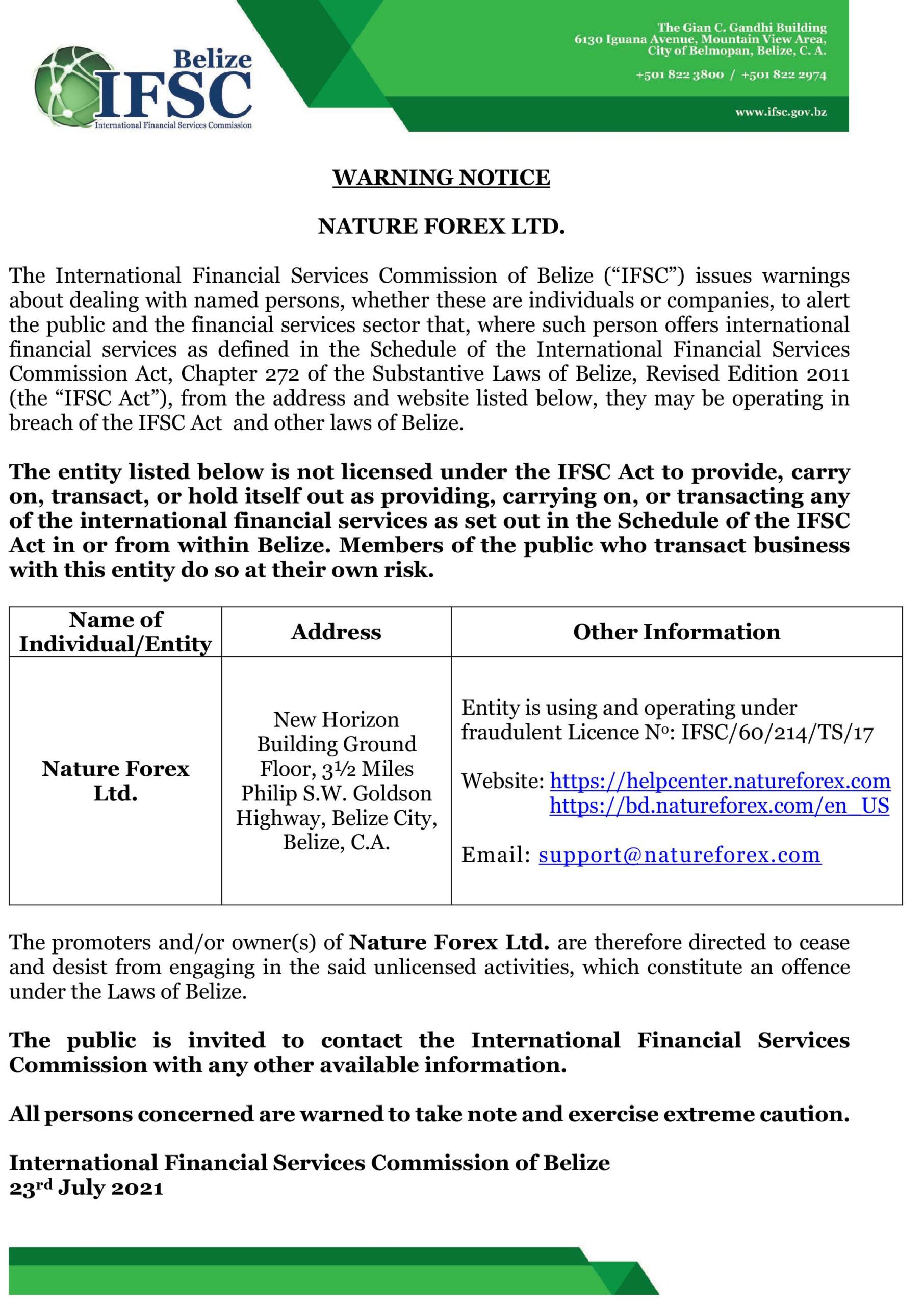 Canh-bao-san-Nature-Forex-chua-duoc-cap-giay-phep-IFSC