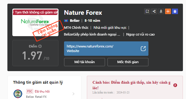 San-Nature-Forex-bi-cham-diem-rat-thap