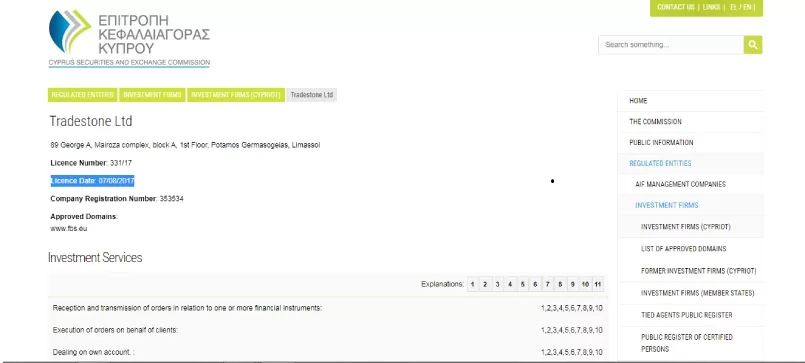 Giấy phép hoạt động sàn FBS
